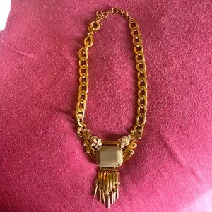 J Crew Brûlée Statement Necklace beautiful neutral stone rhinestone flowers